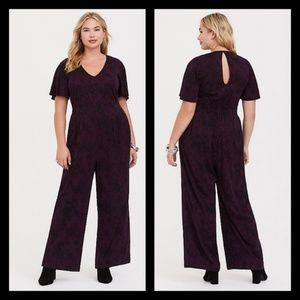 Torrid Purple Lace Print Wide Leg Jumpsuit 3X